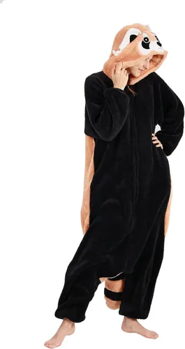 Vista 6 de DELEY Pijama unisex de una pieza para niños, pijamas de animales para Halloween, disfraz de cosplay para mujeres y hombres, ropa de dormir