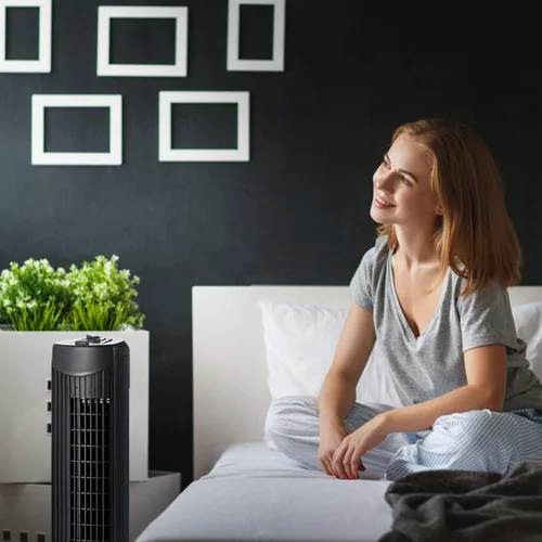 Vista 3 de GOFLAME Ventilador de torre oscilante, ventilador eléctrico portátil con 3 velocidades de viento, ventilador de enfriamiento silencioso para sala