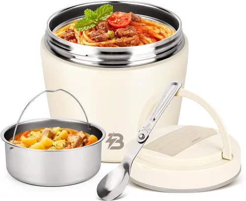 Vista 10 de Termo para comida caliente para adultos, termo de sopa de boca ancha de 40 onzas con cuchara, color negro