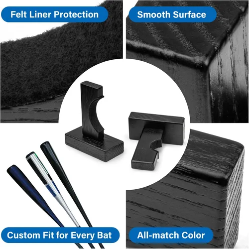 Vista 3 de Alpinista Soporte de pared para bate de béisbol, soporte de pared horizontal para bate de béisbol para exhibición