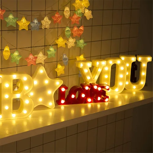 Vista 6 de Ulalaza Letrero de luz LED en blanco y negro, 2 letras AA alimentadas por batería para boda, fiesta de cumpleaños, lámpara de Navidad, luz nocturna