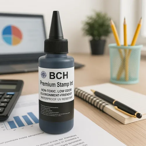 Vista 5 de BCH Recambio de tinta de sello negro premium Fórmula de tinta permanente e impermeable de secado rápido para sellos de goma autoentintados