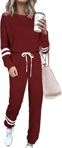 Vista 102 de Prettygarden - Conjunto de pijama de dos piezas para mujer, diseño de teñido anudado, sudadera informal de manga larga con pantalones largos, ropa