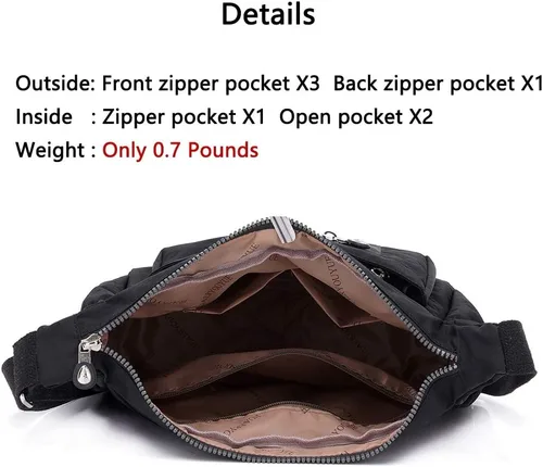 Vista 5 de MINTEGRA Bolso cruzado para mujer, bolso de hombro impermeable de nailon, bolsillo ligero