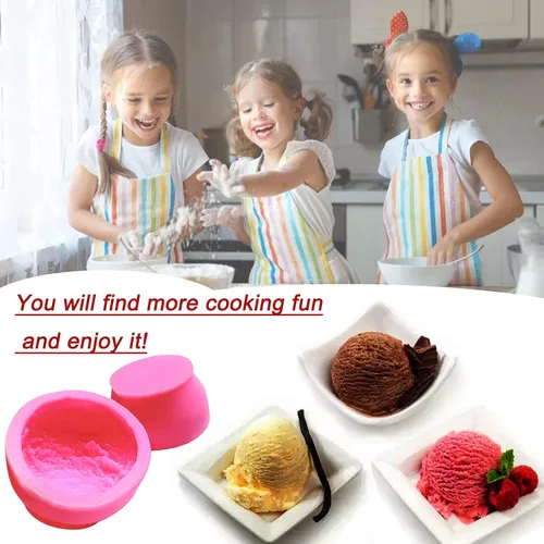 Vista 4 de Moldes de silicona en forma de bola de helado 3D, molde para galletas y pastelería para pasteles de boda, decoración de postres de chocolate