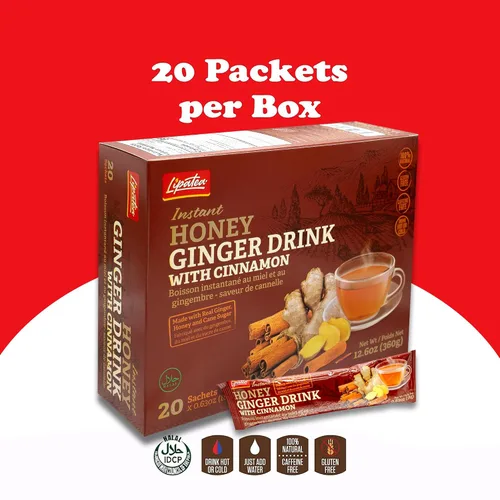 Vista 3 de Lipatea - Bebida instantánea de miel y jengibre con canela, sin cafeína, té de hierbas, té natural (paquete de 1)