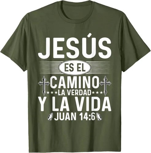 Vista 31 de Camisetas Cristianas en español Versículos Biblia Juan 14:6 Camiseta, Negro, S