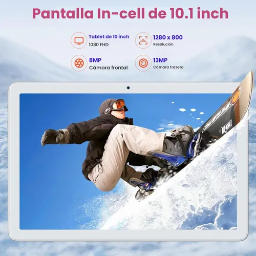 Vista 5 de DOMATON Tableta con teclado, tabletas Android 2025 de 14 GB+128 GB+1 TB expandir, tableta de 10.1 pulgadas Octa-Core 2 en 1 con pantalla Incell