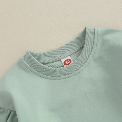 Vista 47 de Sudadera unisex de algodón de color sólido para bebé, camiseta de manga larga con cuello redondo