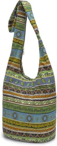 Vista 91 de Bolsa de hombro para mujer, de lona en estilo hippie/bohemio para llevar cruzada al hombro, disponible en diferentes colores y estampados