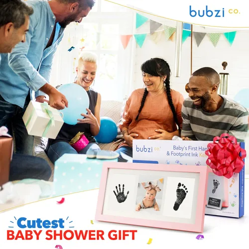 Vista 6 de Bubzi Co Kit de Huellas de Manos y Pies de Bebé y Marco de Fotos de Huellas para Niñas y Niños Recién Nacidos, Set de Regalos Únicos para Baby