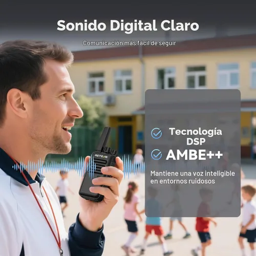Vista 3 de Retevis Walkie Talkies digitales RT68D con modo analógico y digital