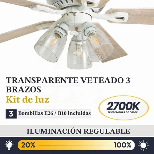 Vista 4 de Prominence Home Glenmont, Ventilador de techo LED de granja de 52 pulgadas con luz, interruptor de cadena, tres opciones de montaje, aspas de doble