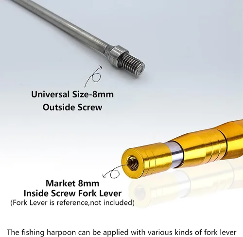 Vista 5 de Brazo de pesca telescópico de 6.2 pies con 3 dientes, gancho de pesca telescópico de acero inoxidable con tornillo de 8 mm, arpones barbados