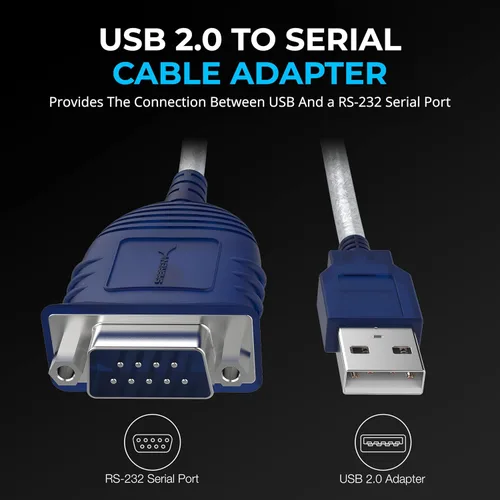 Vista 2 de SABRENT Cable convertidor USB 2.0 a serie (9 pines) DB 9 RS 232, chipset Prolific, HEXNUTS