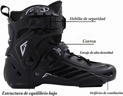 Vista 3 de LIKU Negro Profesional Patines En Línea Unisex