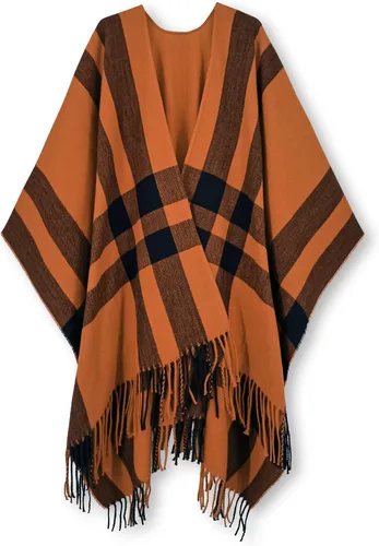 Vista 118 de Moss Rose Chal de viaje para mujer, capa tipo poncho de frente abierto para otoño e invierno