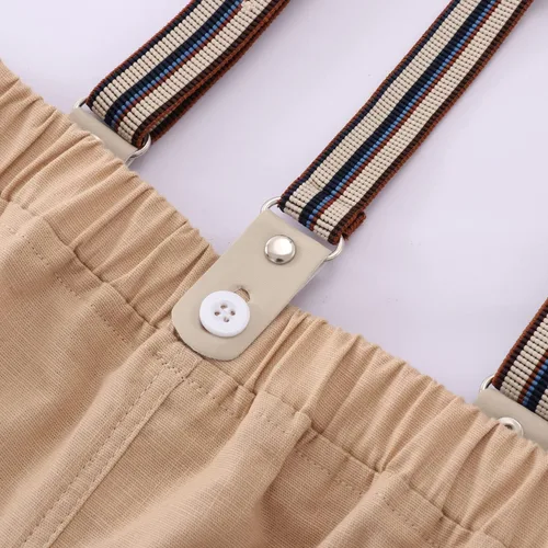Vista 6 de Conjunto de ropa de tirantes para bebé niño con corbatín, 4 piezas, trajes de manga corta para caballeros