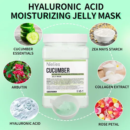 Vista 4 de Máscara de gelatina de pepino y cereza, cuidado de la piel facial, juego de máscaras de gelatina de colágeno para tratamientos faciales, máscaras