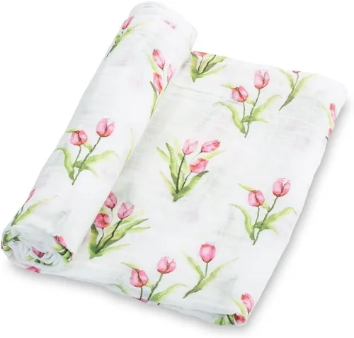 Vista 25 de LollyBanks Mantas para Bebé, Manta de Arrullo de Muselina de Algodón 100% para Niñas, Suave y Grande de 47 x 47 Pulgadas, Arrullo para Recién