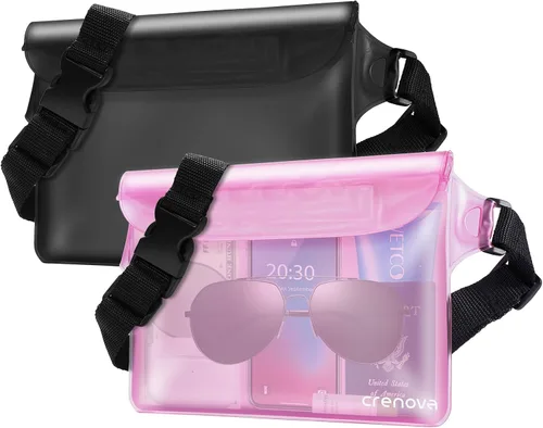 Vista 13 de Bolsa impermeable para playa, bolsa impermeable para teléfono y pasaporte, riñoneras para mujeres, bolsas secas flotantes para cruceros, viajes