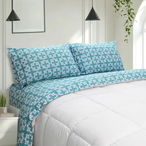 Vista 4 de Ramesses Juego de sábanas King de franela de microfibra estampada de poliéster, resistente a las manchas, suave y duradera, ropa de cama de 4 piezas