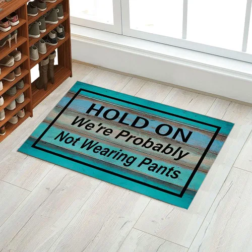 Vista 4 de Tapete de bienvenida para puerta delantera, probablemente no usemos pantalones, divertido tapete para exteriores