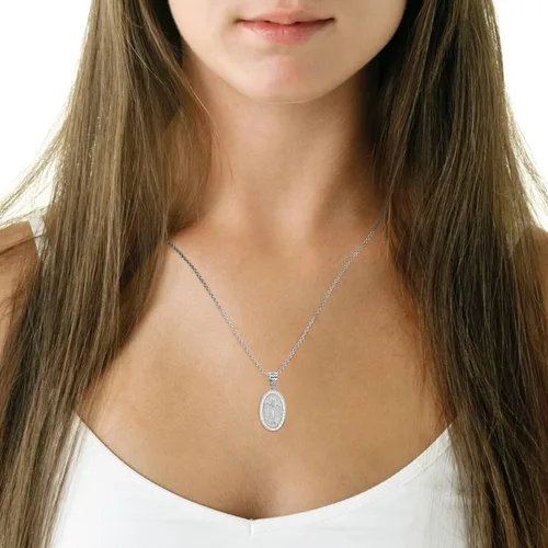 Vista 2 de Medalla De San Benito - Collar con colgante de plata con cadena Rolo y colgante solo