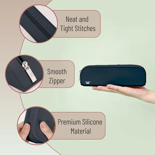Vista 4 de Mr. Pen - Estuche de silicona para lápices, estuche para lápices negro, estuche pequeño para lápices, estuche para lápices estético Bolsa