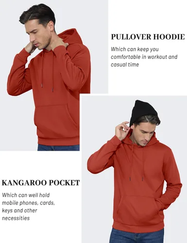 Vista 4 de TACVASEN Sudadera deportiva con capucha para hombre, con forro polar, suave, casual, con bolsillo