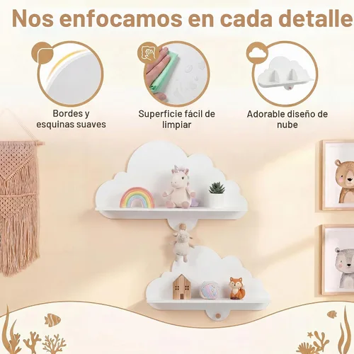Vista 5 de GLACER Juego de 2 estantes de madera para habitación del bebé
