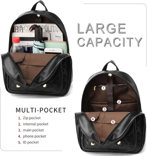 Vista 3 de I IHAYNER - Mochila de piel para niñas con moño, 2 unidades, para mujer