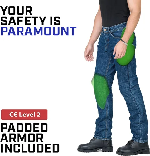 Vista 6 de WICKED STOCK Pantalones de motociclismo para hombre con protección CE LEVEL2 - Azul oscuro