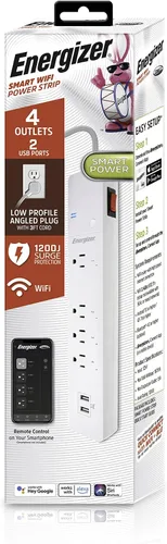 Vista 9 de Energizer Smart Wi-Fi 4 tomacorrientes 2 USB, 1200 julios, alimenta 4 artículos separados, dispositivos compatibles con carga, compatible