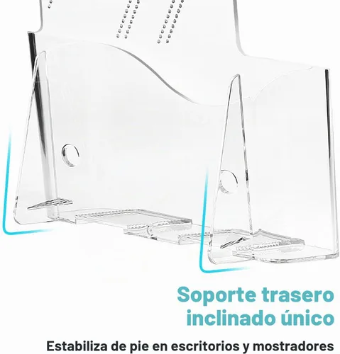 Vista 4 de Paquete de 2 soportes para folletos plegables de acrílico transparente de 6
