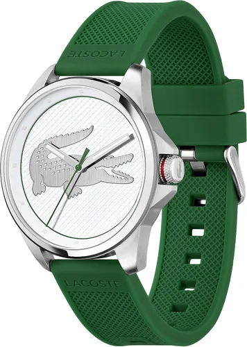 Vista 2 de Lacoste Reloj de cuarzo de acero inoxidable para hombre con correa de silicona, verde, 20 (modelo 2011157), Verde, Hombres