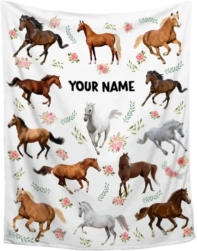 Vista 10 de Mantas de Caballo Regalos para Niñas y Niños, Manta de Franela Floral Ultra Suave para Decoración de Sofá/Sofá/Viajes/Campamento, Regalos