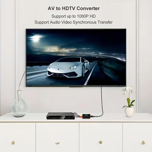 Vista 5 de Convertidor RCA a HDMI, AV a HDMI, 1080P Mini RCA Compuesto Video Audio Adaptador Convertidor Compatible con TV/PC/PS3/Xbox VHS/VCR/Blue-Ray