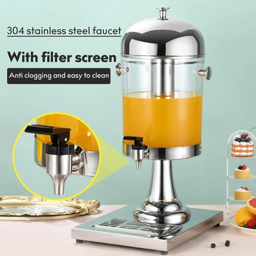 Vista 3 de Dispensadores de 2.2 galones para bebidas en fiestas, dispensador de bebidas con soporte, dispensador comercial de jugo caliente y frío