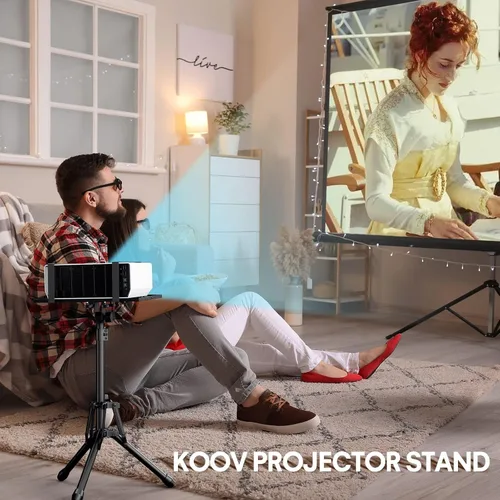 Vista 7 de KOOV Soporte para proyector de altura ajustable de 20 a 61 pulgadas, soporte de trípode plegable para proyector con bandeja para mouse y soporte