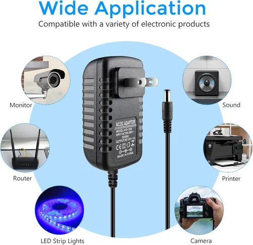 Vista 6 de LightingWill Fuente de alimentación de 12V, adaptador de alimentación de 12W, fuente de alimentación de 110V CA a 12V 1A CC, transformador