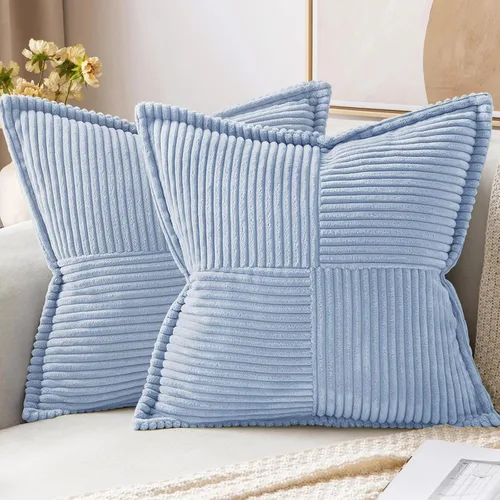 Vista 21 de MIULEE - Juego de 2 fundas de almohada beige de 12 x 12 pulgadas con entretejido, fundas de almohada a rayas bohemias supersuaves con textura