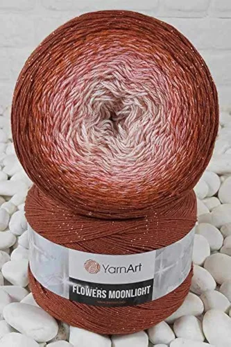 Vista 5 de YarnArt Flowers Moonlight - Hilo de algodón con purpurina, suave, ganchillo arcoíris, tejido a mano de lúrex metálico, pastel plateado, algodón