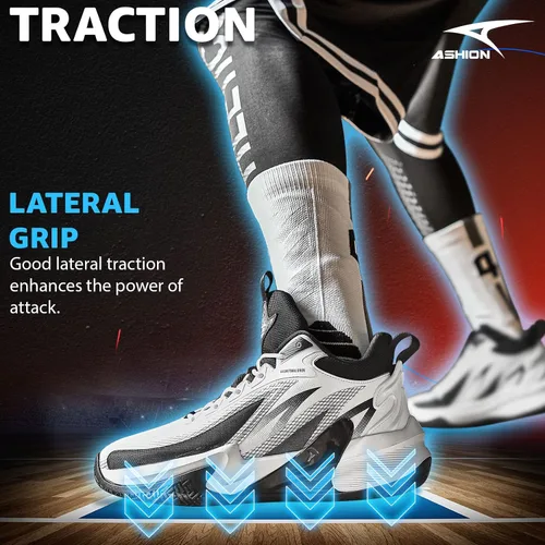 Vista 6 de ASHION Mens Basketball Shoes Breathable Walking Sneakers Professional Basketball Sports Tennis Running Shoes