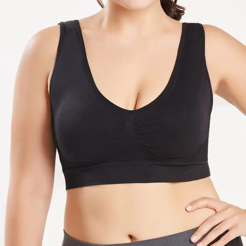 Vista 4 de Brasier deportivo sin costuras de alto soporte para mujer, sin varillas, brasier de yoga cómodo, sin varillas, brasier con push up, para uso diario
