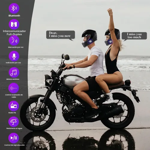Vista 3 de Auriculares Bluetooth Y3 para casco (más adecuados para parejas), teléfono de respuesta automática, intercomunicador, música, intercomunicador