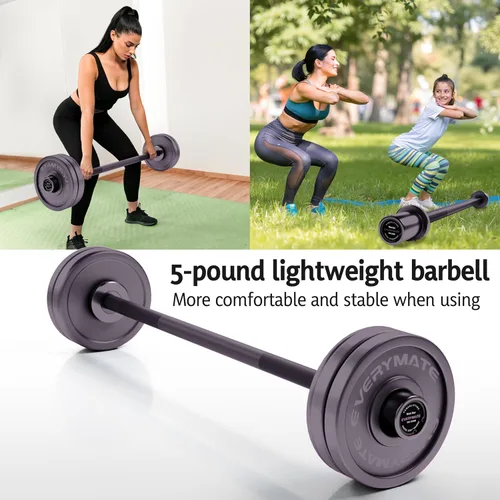Vista 4 de EVERYMATE Barra de pesas mini de 5 libras para principiantes, mujeres, niños, barra de pesas para entrenamiento de cuerpo entero, para entrenamiento