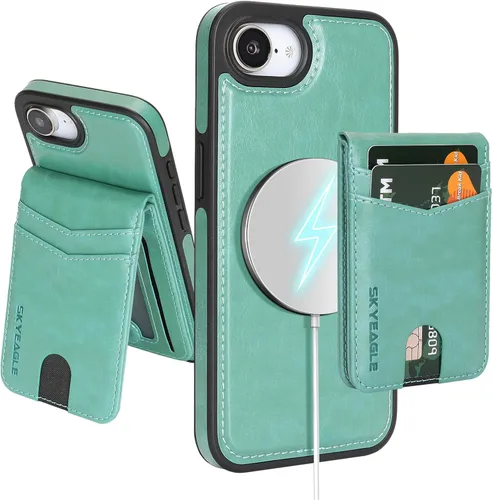 Vista 42 de SkyEagle - Funda tipo cartera compatible con MagSafe para iPhone 11, color negro Detachable Magnetic Credit Card Holder,RFID Blocking,PU