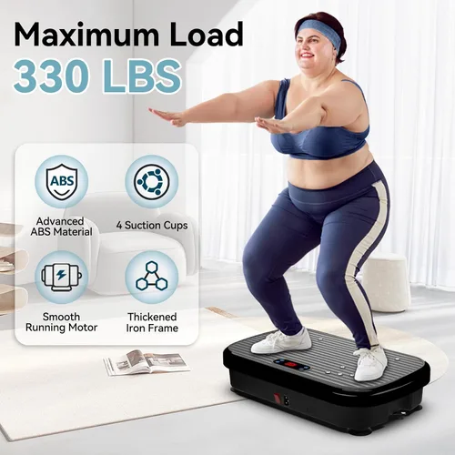 Vista 7 de PUREROYI Vibration Plate Exercise Machine, 180 Speeds Workout Vibrating Plate for Lymphatic Drainage Weight Loss, Whole Body Vibration Platform