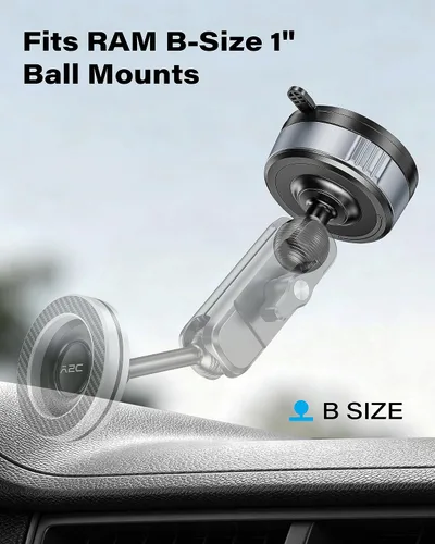 Vista 2 de 1" Ball Suction Cup Mount Base, 2-in-1 Vacuum&Adhesive for RAM Mount B